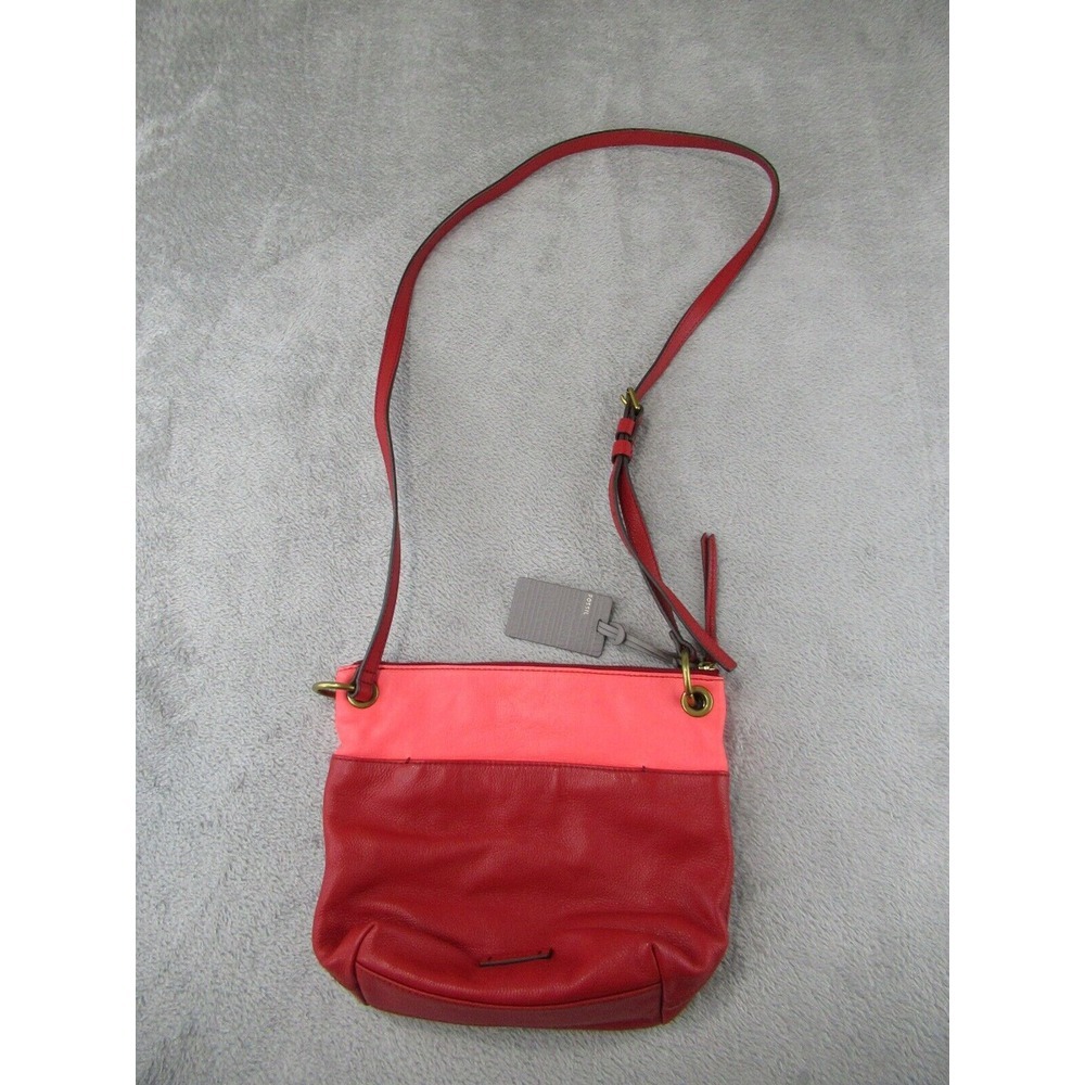 Fossil Keely Crossbody Purse Handbag Small Bag Red Pink Multi Color‎ Leather